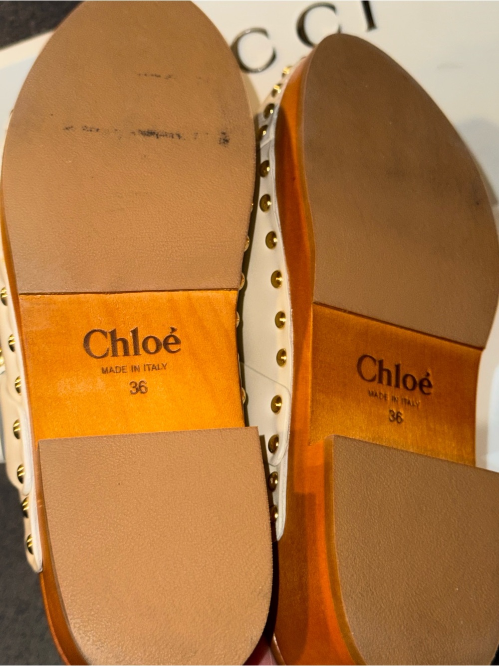 Chloé Women's Brown Jeannette Leather Studded Clogs Shoes 36 - Picture 7 of 9
